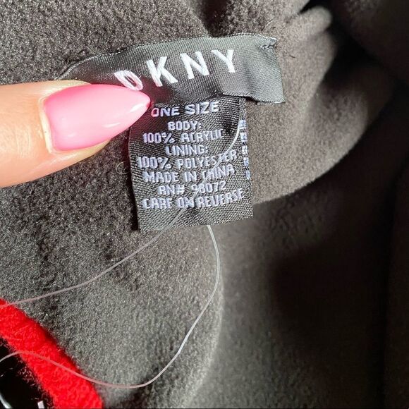 DKNY Red & Black Tube Scarf NEW With Tags One Size - Picture 5 of 5